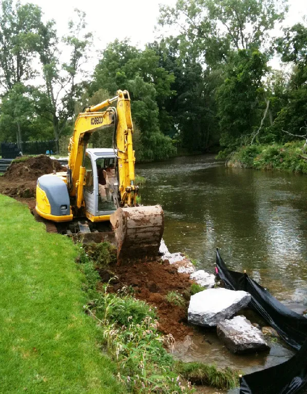 Excavation work along waterway