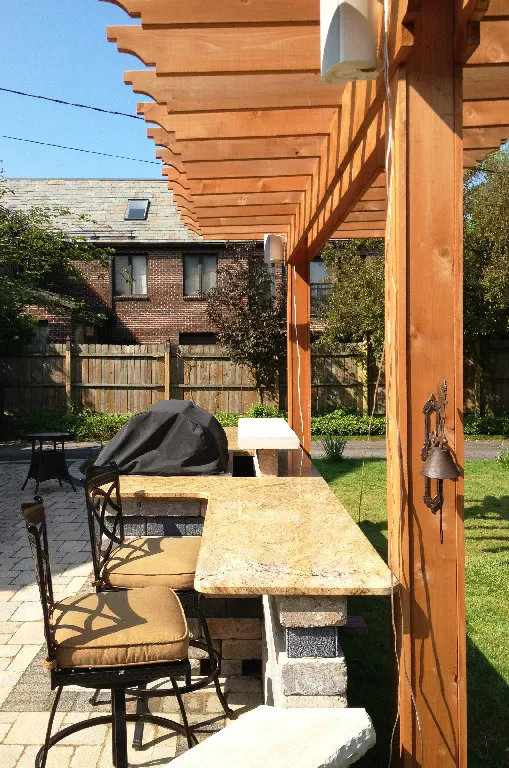 Covered outdoor bar with seating
